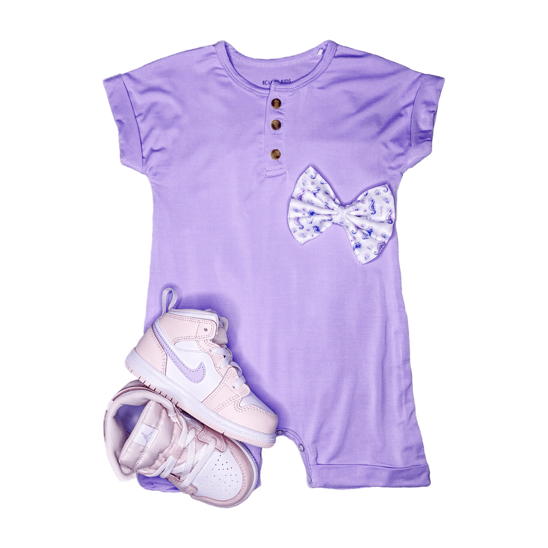 Eclipse Kids Baby & Toddler Bodysuit Henley Short Sleeve Romper - Pastel Lilac