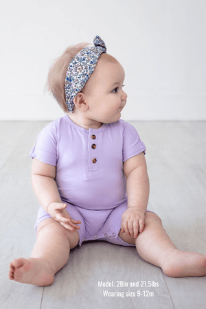 Eclipse Kids Baby & Toddler Bodysuit Henley Short Sleeve Romper - Pastel Lilac