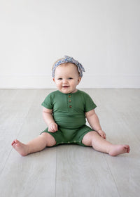 Eclipse Kids Baby & Toddler Bodysuit Henley Short Sleeve Romper - Watercress