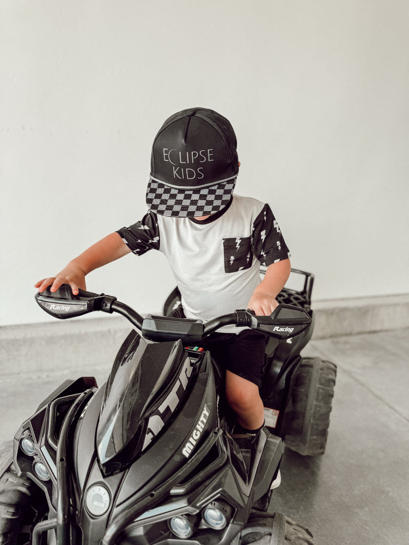 Eclipse Kids Black Checkered Snapback - Child