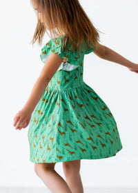 Eclipse Kids Dress Flutter Sleeve Twirl Dress - Giraffes