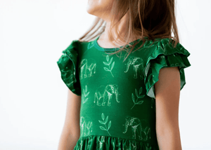 Eclipse Kids Kid's Dress Flutter Sleeve Twirl Dress - Elephants