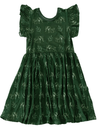 Eclipse Kids Kid's Dress Flutter Sleeve Twirl Dress - Elephants