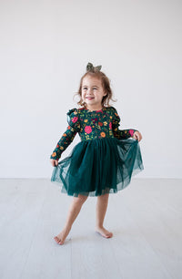 Eclipse Kids Kid's Dress Long Sleeve Tulle Dress - Moody Flowers