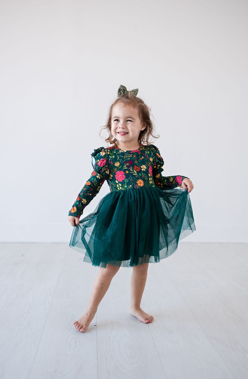 Eclipse Kids Kid's Dress Long Sleeve Tulle Dress - Moody Flowers