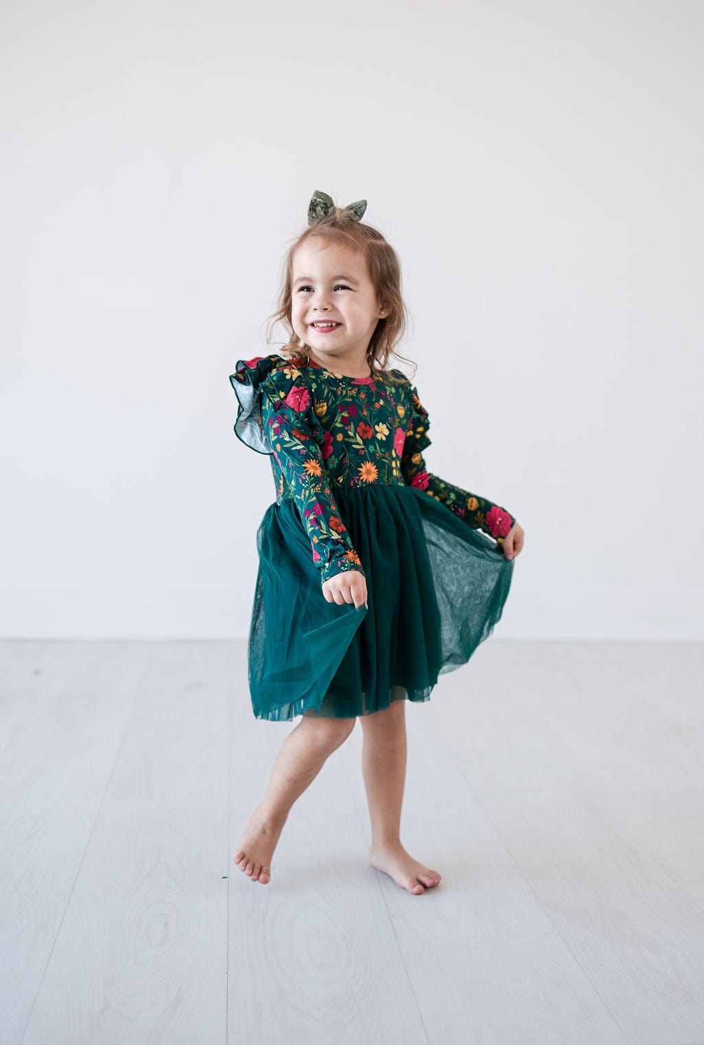 Eclipse Kids Kid's Dress Long Sleeve Tulle Dress - Moody Flowers