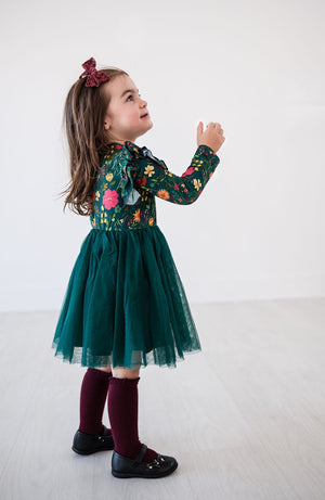 Eclipse Kids Kid's Dress Long Sleeve Tulle Dress - Moody Flowers