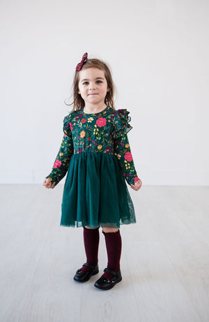 Eclipse Kids Kid's Dress Long Sleeve Tulle Dress - Moody Flowers