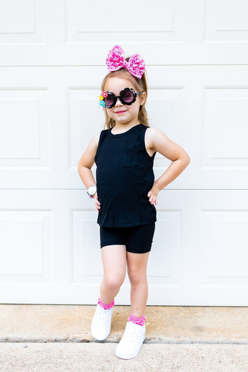 Eclipse Kids Ribbed Bamboo Tank Set - Black