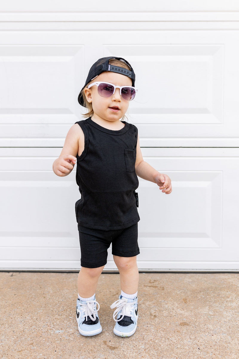 Eclipse Kids Ribbed Bamboo Tank Set - Black