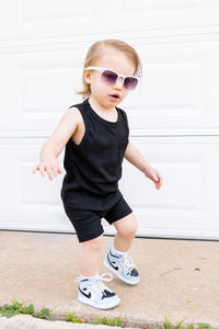 Eclipse Kids Ribbed Bamboo Tank Set - Black