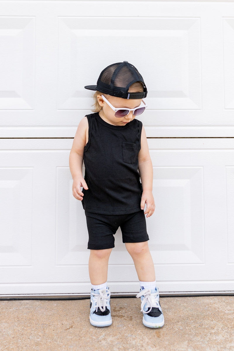 Eclipse Kids Ribbed Bamboo Tank Set - Black