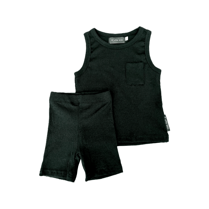 Eclipse Kids Ribbed Bamboo Tank Set - Black