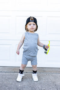 Eclipse Kids Ribbed Bamboo Tank Set - Gray