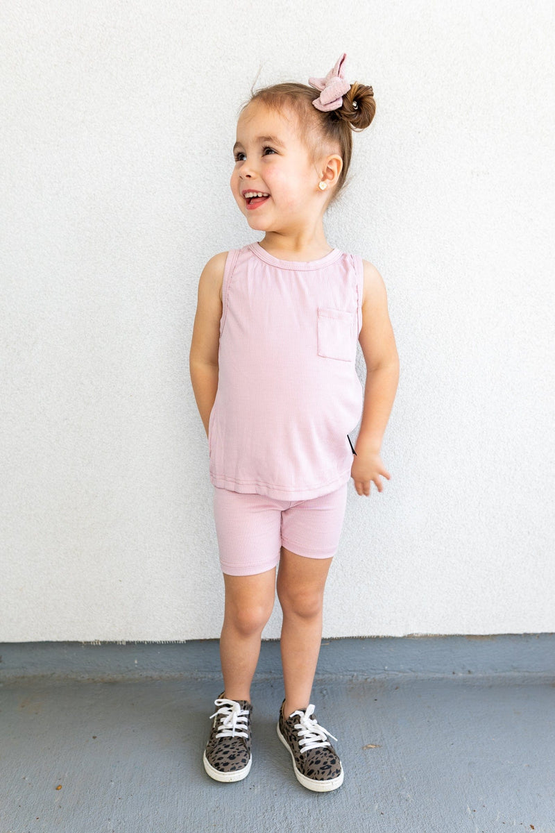 Eclipse Kids Ribbed Bamboo Tank Set - Light Mauve