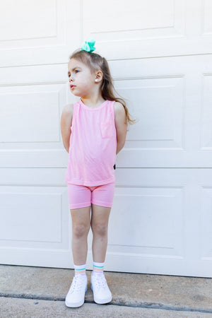 Eclipse Kids Ribbed Bamboo Tank Set - Pink