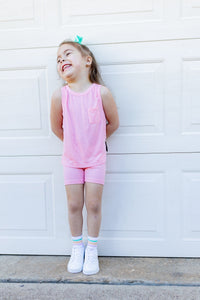 Eclipse Kids Ribbed Bamboo Tank Set - Pink