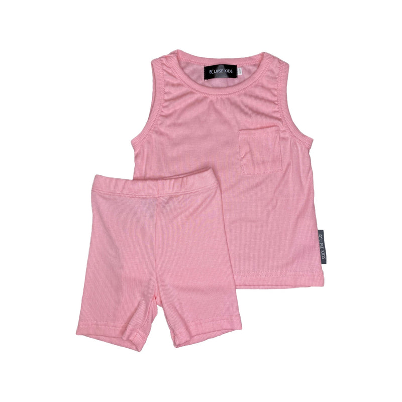 Eclipse Kids Ribbed Bamboo Tank Set - Pink