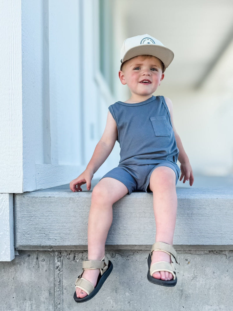 Eclipse Kids Ribbed Bamboo Tank Set - Steel Blue