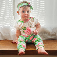 AnnLoren Baby Girls Easter Layette Floral Onesie Pants Headband 3pc Gift Set Clothing Sizes 3M - 18M
