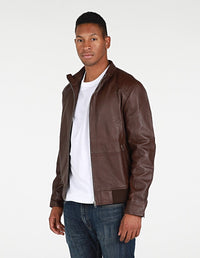 FAD-Forever Altered Destiny Men's Outerwear Fadcloset Austin Mens Leather Bomber Jacket Brown