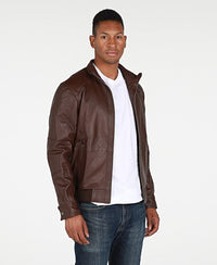 FAD-Forever Altered Destiny Men's Outerwear Fadcloset Austin Mens Leather Bomber Jacket Brown