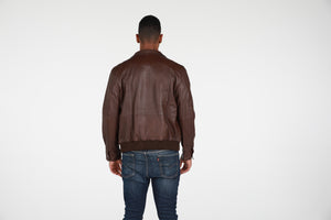 FAD-Forever Altered Destiny Men's Outerwear Fadcloset Austin Mens Leather Bomber Jacket Brown