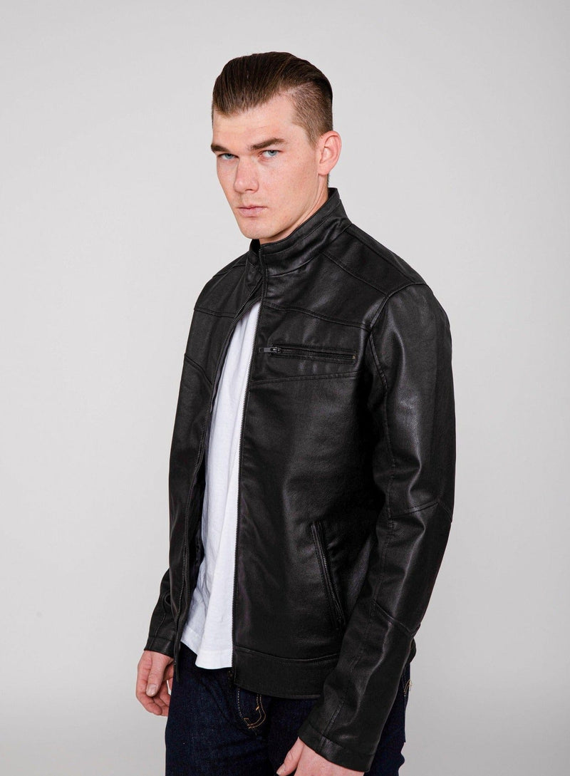 FAD-Forever Altered Destiny Men's Outerwear Fadcloset Men's Eagle PU Faux Leather Biker Jacket