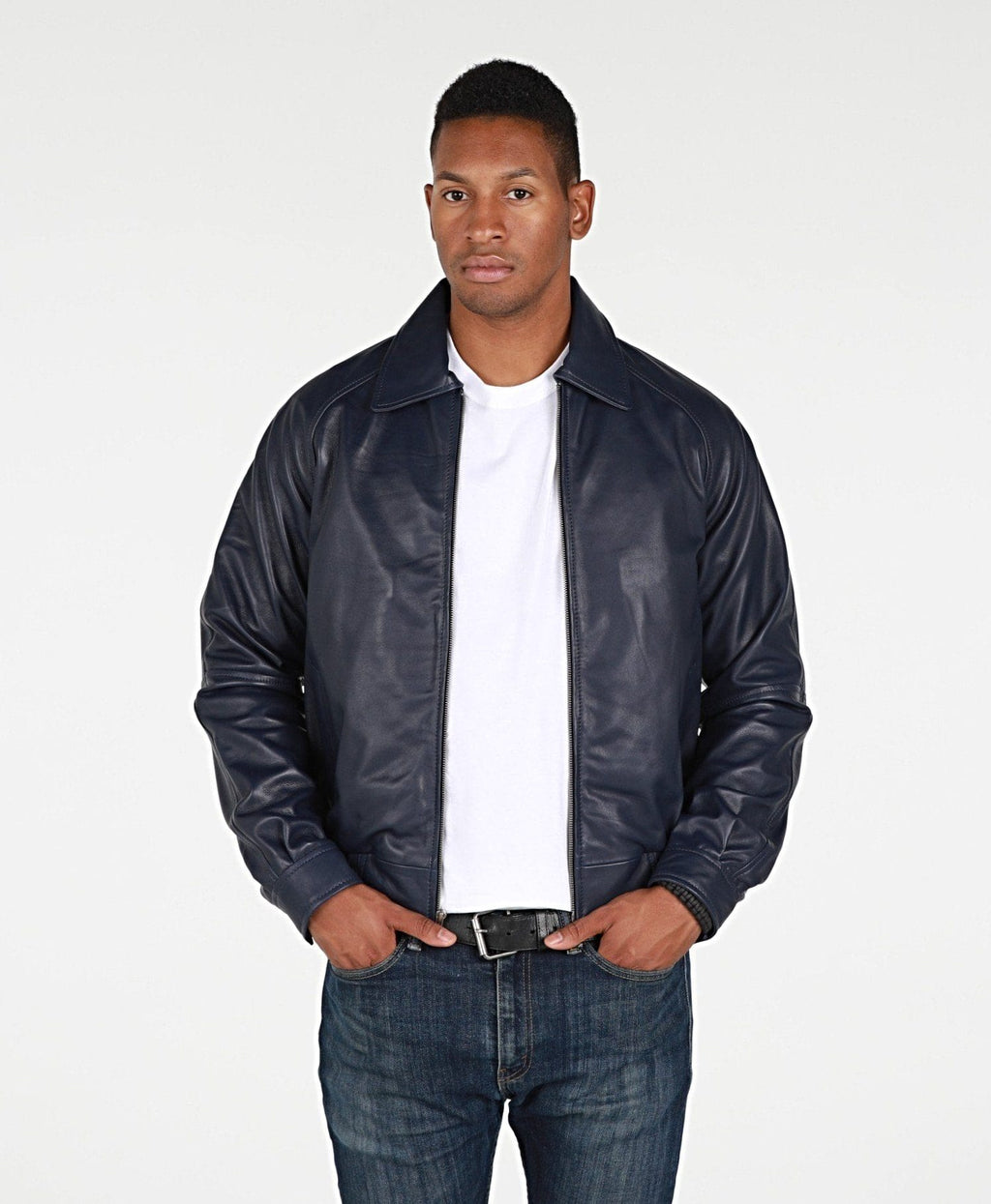 FAD-Forever Altered Destiny Men's Outerwear XS / Navy Blue Fadcloset Asher Mens Leather Jacket