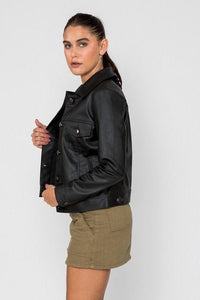 FAD-Forever Altered Destiny Women's Outerwear Fadcloset Women's Chloe Trucker PU Faux Leather Jacket