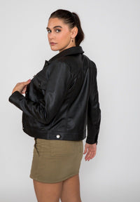 FAD-Forever Altered Destiny Women's Outerwear Fadcloset Women's Chloe Trucker PU Faux Leather Jacket