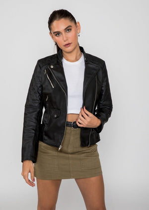 FAD-Forever Altered Destiny Women's Outerwear Fadcloset Women's Scarlett Biker PU Faux Leather Jacket