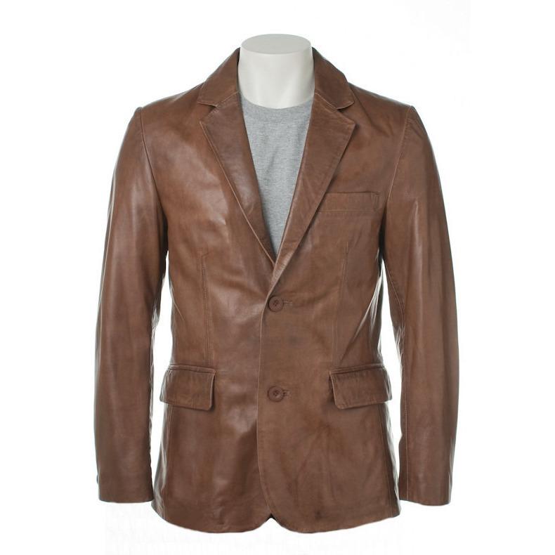 Fadcloset Men's Blazer 3XL / Brown Fadcloset Bixby Men's Leather Blazer