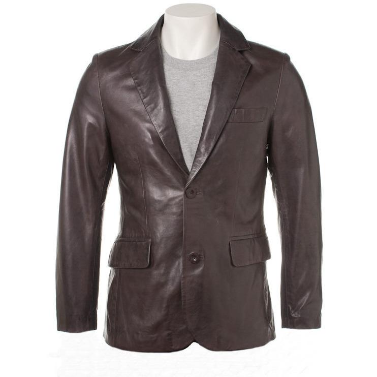 Fadcloset Men's Blazer 3XL / Dark Choco Fadcloset Bixby Men's Leather Blazer