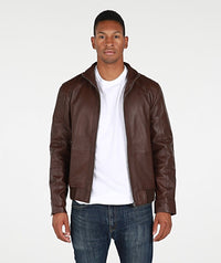 Fadcloset Men's Outerwear Fadcloset Austin Mens Leather Bomber Jacket Brown