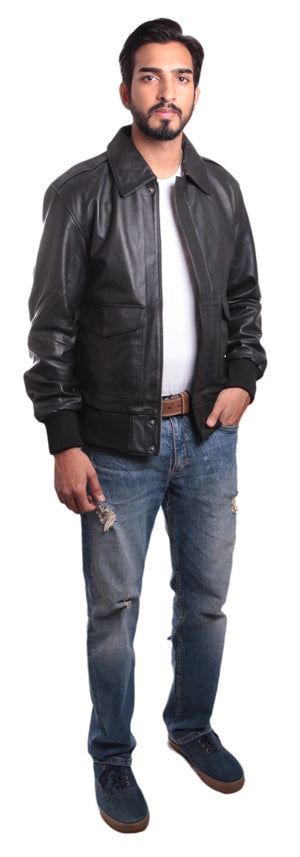 Fadcloset Men's Outerwear Fadcloset Houston Mens Leather Bomber Jacket