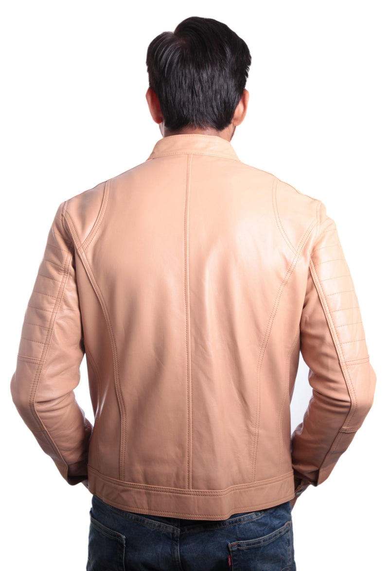 Fadcloset Men's Outerwear Fadcloset Men's Charles Beige Premium Leather Jacket