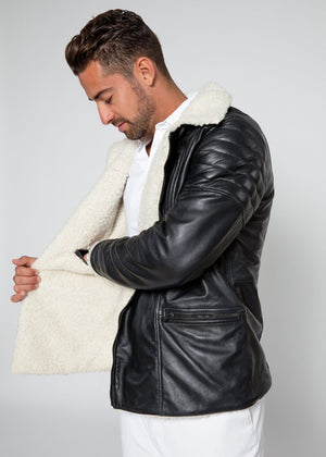 Fadcloset Men's Outerwear Fadcloset Men's Cosmo Shearling Curly Fur Leather Jacket