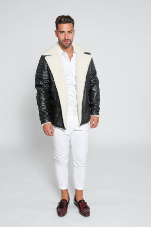 Fadcloset Men's Outerwear Fadcloset Men's Cosmo Shearling Curly Fur Leather Jacket