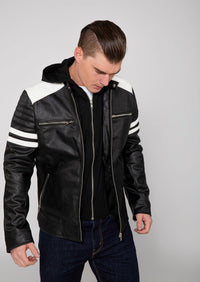 Fadcloset Men's Outerwear Fadcloset Men's Hawk Hooded PU Faux Leather Moto Jacket