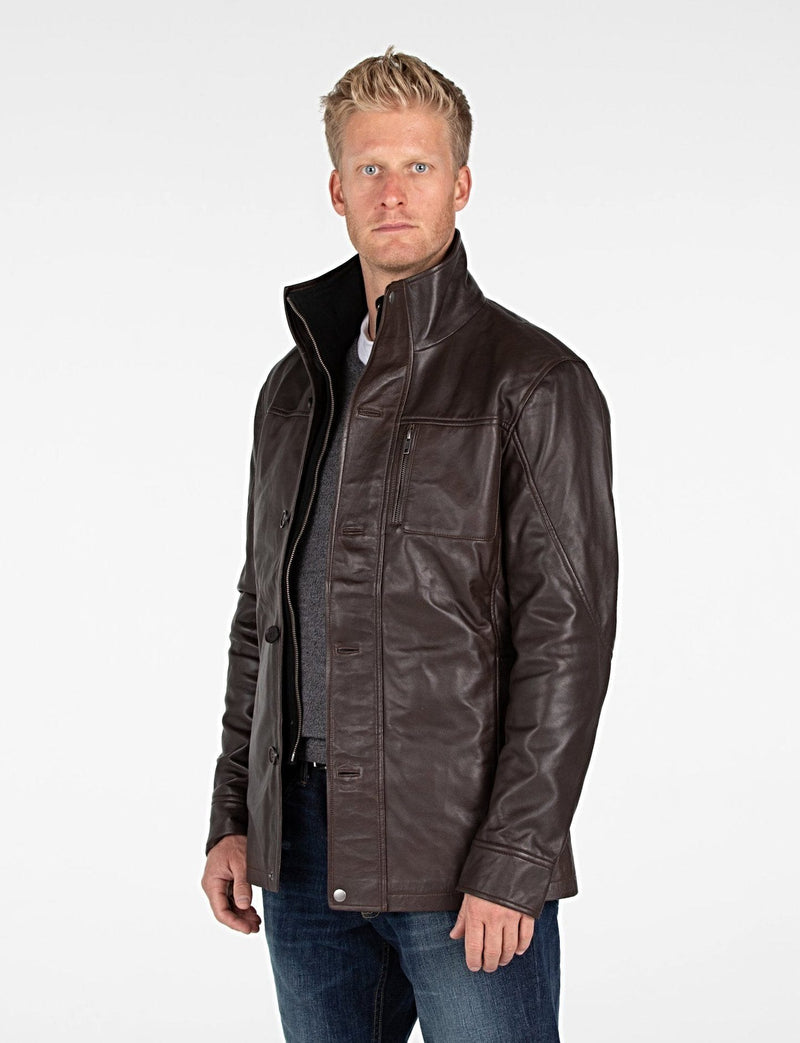 Fadcloset Men's Outerwear Fadcloset Men's Lambskin 4 Button Leather Coat