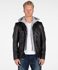 Fadcloset Men's Outerwear Fadcloset Men's Lambskin Hooded Leather Bomber Jacket