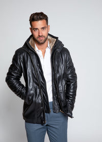 Fadcloset Men's Outerwear Fadcloset Men's Tiberius Premium Lambskin Leather Coat with Fur