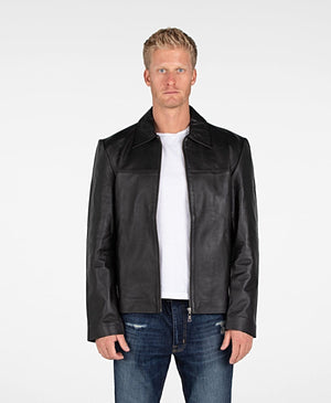 Fadcloset Men's Outerwear Fadcloset Mens Classic Zip Up Leather Jacket