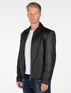 Fadcloset Men's Outerwear Fadcloset Mens Classic Zip Up Leather Jacket