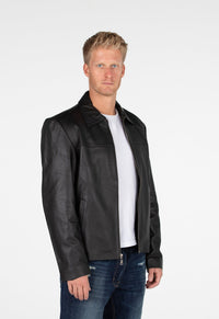 Fadcloset Men's Outerwear Fadcloset Mens Classic Zip Up Leather Jacket