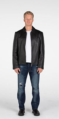 Fadcloset Men's Outerwear Fadcloset Mens Classic Zip Up Leather Jacket