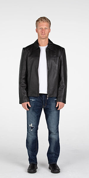 Fadcloset Men's Outerwear Fadcloset Mens Classic Zip Up Leather Jacket