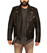 Fadcloset Men's Outerwear XS / Black Fadcloset Men's Vegan Black Motorcycle Style Faux Leather Jacket