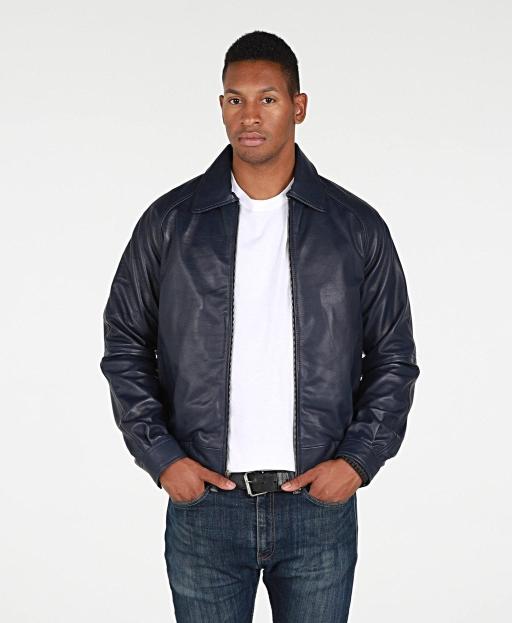 Fadcloset Men's Outerwear XS / Navy Blue Fadcloset Asher Mens Leather Jacket